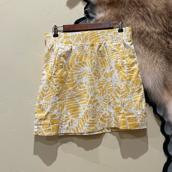 Loft Yellow White Leaf‎ Skirt MP - Picture 1 of 3